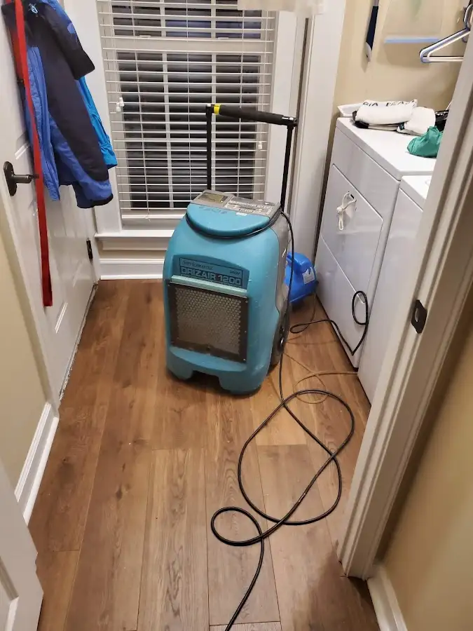 Commercial dehumidifier deployed for Flood Damage Cleanup in Chackbay
